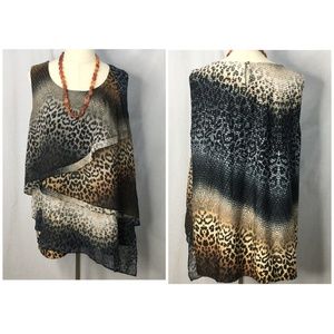 Roz & Ali Asymmetrical Chiffon Layers Top Size 3X